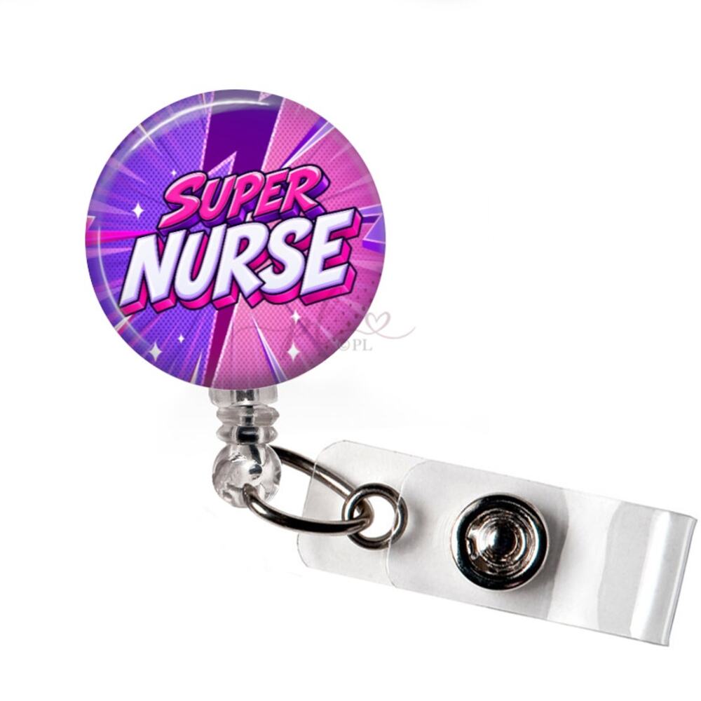 Super Nurse Badge Reel Superhero Comic Book Healthcare ID Holder Nurse Gift